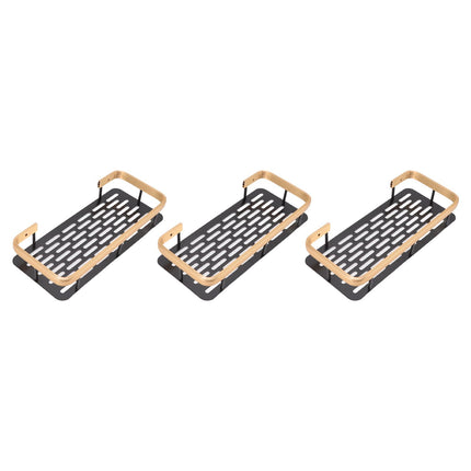 Shower Storage Rack 3 Layers Punch Free Rectangle Aluminum Shower Shelf Basket for Home Bathroom Black Gold