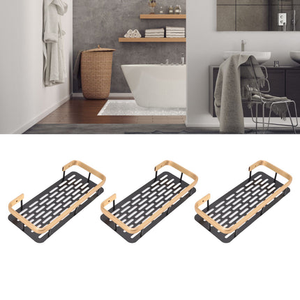 Shower Storage Rack 3 Layers Punch Free Rectangle Aluminum Shower Shelf Basket for Home Bathroom Black Gold