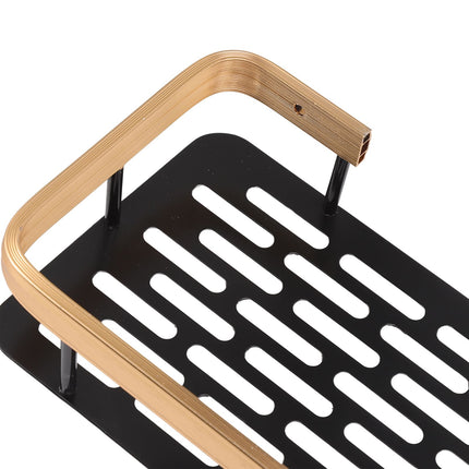 Shower Storage Rack 3 Layers Punch Free Rectangle Aluminum Shower Shelf Basket for Home Bathroom Black Gold