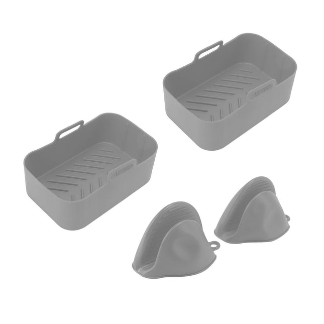2Set Rectangular Fryer Silicone Pot Fryer Silicone Liners Rectangular Basket for Ninja DZ201 Foodi 8QT – product detail