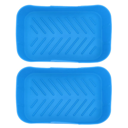 2 Sets Kitchen Fryer Silicone Basket and Mat Reusable Non Stick Rectangular Air Oven Accessories for Ninja DZ201 Foodi 8QT Blue