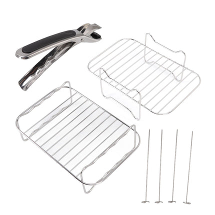 Fryer Rack Stainless Steel Skewer Rack Fryer Steaming Rack with Anti Scalding Clip Skewer for NINJA FOOD 8QT