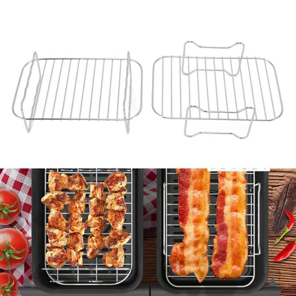 Fryer Rack Stainless Steel Skewer Rack Fryer Steaming Rack with Anti Scalding Clip Skewer for NINJA FOOD 8QT