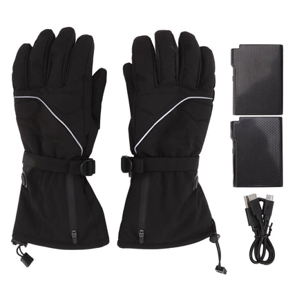 Electric Heated Gloves Battery Powered Heating Thermal Gloves Rechargeable Winter Warm Skiing Gloves for Men Women XL