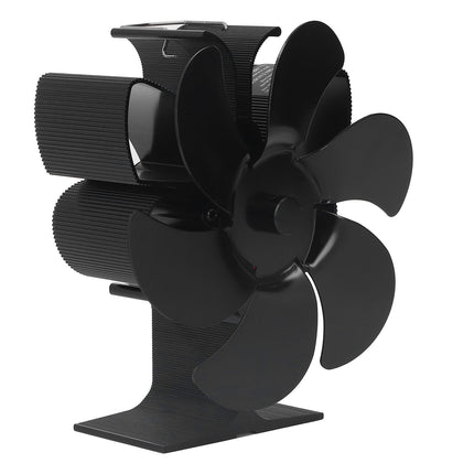 6 Blade Stove Fan Self Starting High Temperature Resistance and Energy Efficiency Heat Powered Fan for Home Black Diameter 152mm