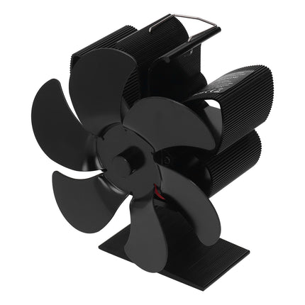 6 Blade Stove Fan Self Starting High Temperature Resistance and Energy Efficiency Heat Powered Fan for Home Black Diameter 152mm