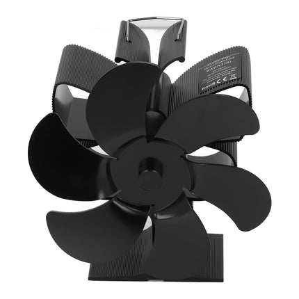 6 Blade Stove Fan Self Starting High Temperature Resistance and Energy Efficiency Heat Powered Fan for Home Black Diameter 152mm