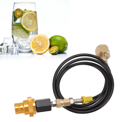 Soda Machine Adapter Hose Kit 1.5m Black Soda Adapter Hose with Gold Quick Adapter CO2 Tank Refill Adapter W21.8 14