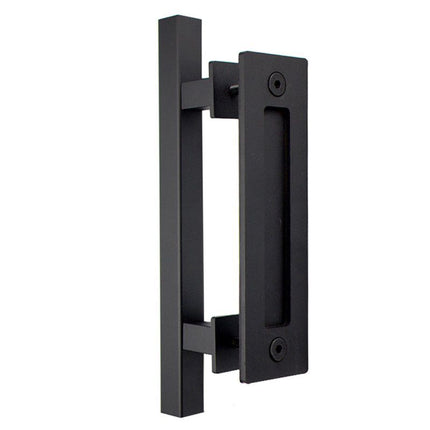 Sliding Barn Door Handle Flat Back Plate Double Sided Rectangular Black Door Pull Handle