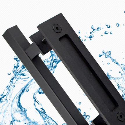 Sliding Barn Door Handle Flat Back Plate Double Sided Rectangular Black Door Pull Handle