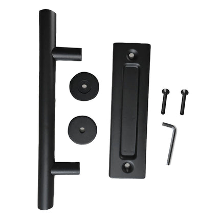 Sliding Barn Door Handle Carbon Steel 4.8mm Thick Double Sided Barn Door Push Pull Handle Black Round Handle