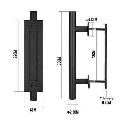Sliding Barn Door Handle Carbon Steel 4.8mm Thick Double Sided Barn Door Push Pull Handle Black Round Handle