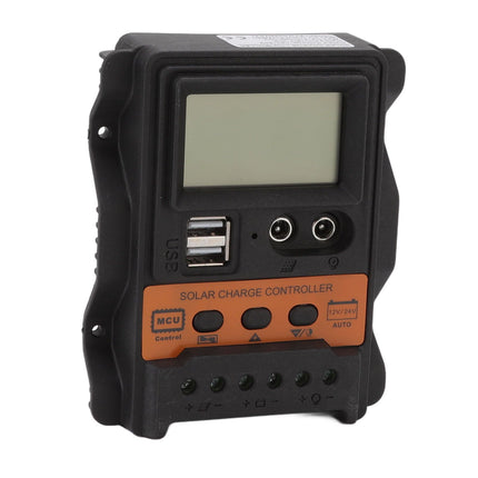 12V 24V Dual USB Solar Charge Controller PWM Photovoltaic Solar Panel Charge Regulator with LCD Display 30A