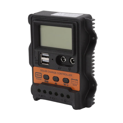 12V 24V Dual USB Solar Charge Controller PWM Photovoltaic Solar Panel Charge Regulator with LCD Display 30A