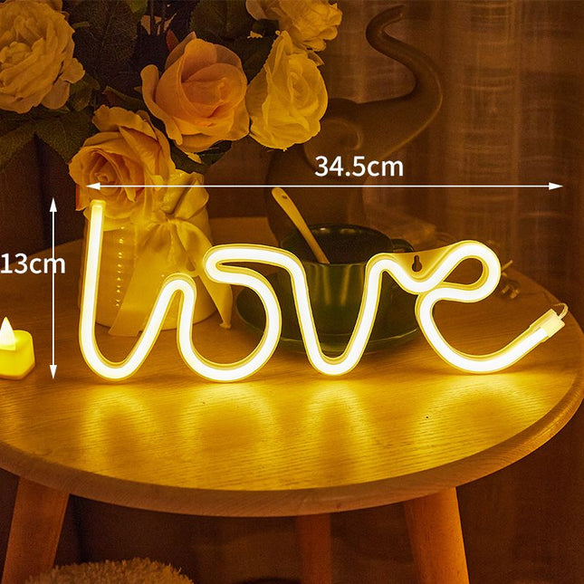 LED Love Neon Sign PS Board and Acrylic Love Sign Lamp with Hanging Holes for Confession Marriage Proposal