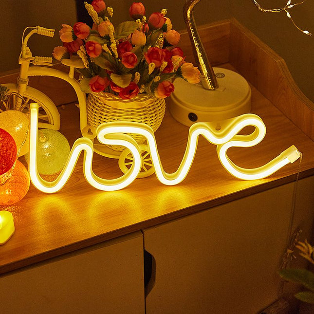 LED Love Neon Sign PS Board and Acrylic Love Sign Lamp with Hanging Holes for Confession Marriage Proposal – product detail