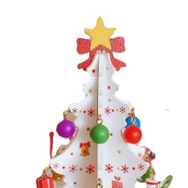 Wooden Christmas Tree Decoration 6 Pieces Vivid 3D Wooden Christmas Tree for Christmas Party White – product detail