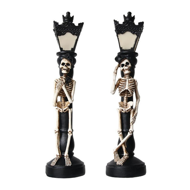 Halloween Skeleton Lamp Resin Decorative Glowing Halloween Ornaments Lamp for Festival Party 1 Pair