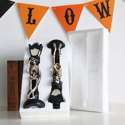 Halloween Skeleton Lamp Resin Decorative Glowing Halloween Ornaments Lamp for Festival Party 1 Pair Skeleton Street Lamps