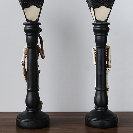 Halloween Skeleton Lamp Resin Decorative Glowing Halloween Ornaments Lamp for Festival Party 1 Pair Skeleton Street Lamps