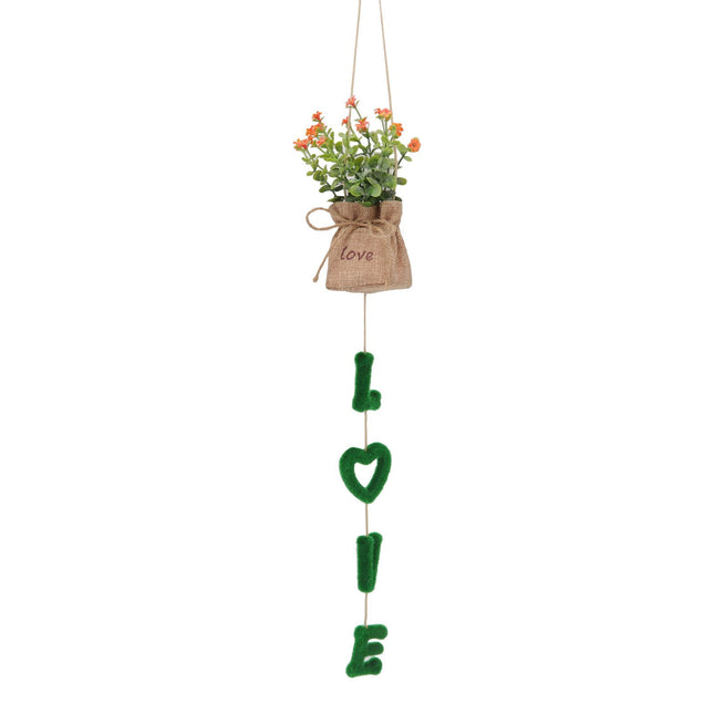 Love Hanging Flower Basket Plastic and Linen Hanging Artificial Flower for Home Wedding – product detail