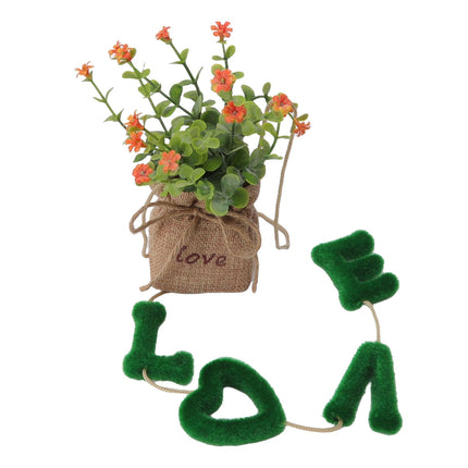 Love Hanging Flower Basket Plastic and Linen Hanging Artificial Flower for Home Wedding