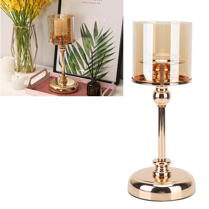 Light Luxury French Candlestick Ornament Table Candle Holder Romantic Candlelight Dinner Decorative Props Champagne Gold