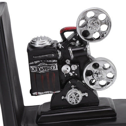 One Pair Shelf Book Ends Movie Projector Designed Resin Bookend Decoration for Study Home Office