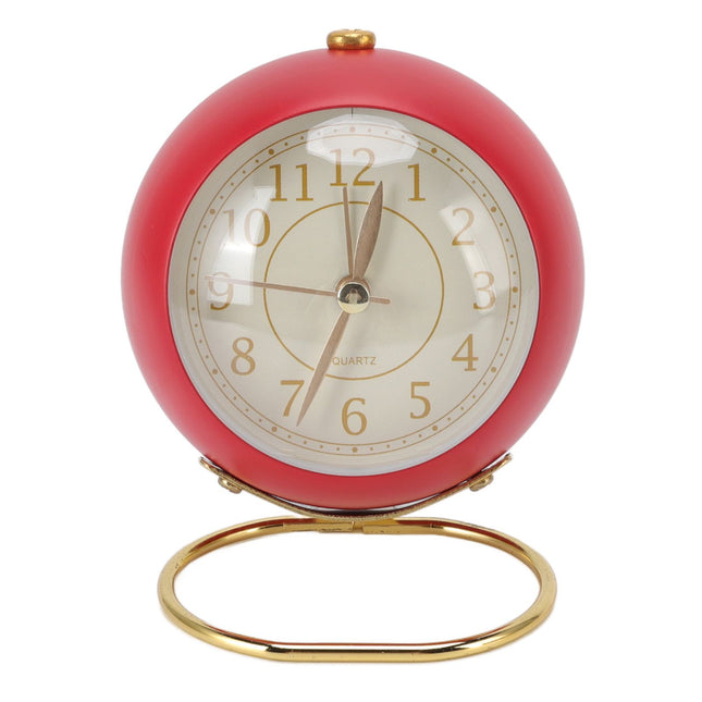 Retro Alarm Clock Silent Decorative Round Ring Base Small Quartz Alarm Clock with Ambient Night Light for