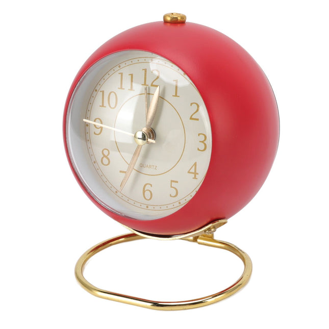 Retro Alarm Clock Silent Decorative Round Ring Base Small Quartz Alarm Clock with Ambient Night Light for – product detail