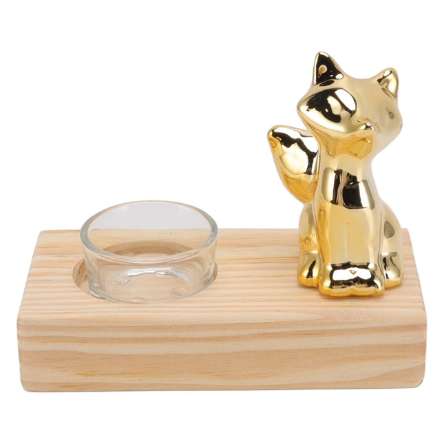Tealight Candle Holder Walnut Glass Ceramic Decorative Golden Romantic Wooden Candle Holder Ornaments – product detail