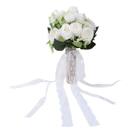 Holding Flowers Artificial Lifelike Modern Elegant Decorative Bridal Bouquet for Wedding Photography Milky White