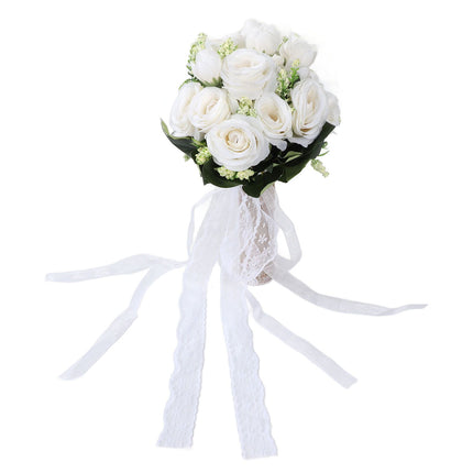 Holding Flowers Artificial Lifelike Modern Elegant Decorative Bridal Bouquet for Wedding Photography Milky White