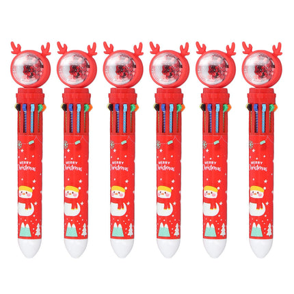 6pcs Christmas Ballpoint Pen 10 Colors Innovative Christmas Press Ballpoint Pen for Teacher Students Children Gift Christmas Snowman