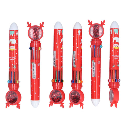 6pcs Christmas Ballpoint Pen 10 Colors Innovative Christmas Press Ballpoint Pen for Teacher Students Children Gift Christmas Snowman