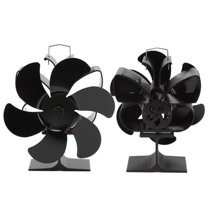 Stove Fan 6 Blades Greater Air Volume Low Noise Operation Wear Resistance Fireplace Fan Black S