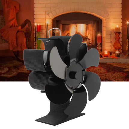 Stove Fan 6 Blades Greater Air Volume Low Noise Operation Wear Resistance Fireplace Fan Black S