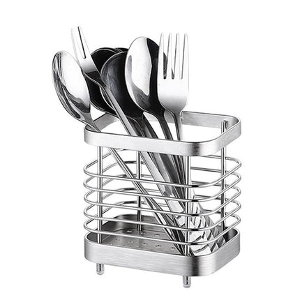 Utensil Holder Drying Rack Stainless Steel Draining Basket Wall Mount No Drilling for Kitchen Chopsticks Small Original Color