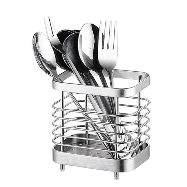 Utensil Holder Drying Rack Stainless Steel Draining Basket Wall Mount No Drilling for Kitchen Chopsticks