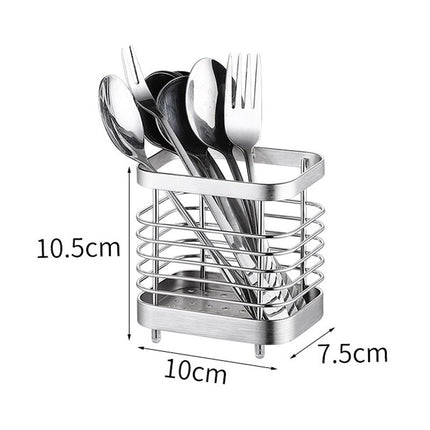 Utensil Holder Drying Rack Stainless Steel Draining Basket Wall Mount No Drilling for Kitchen Chopsticks Small Original Color