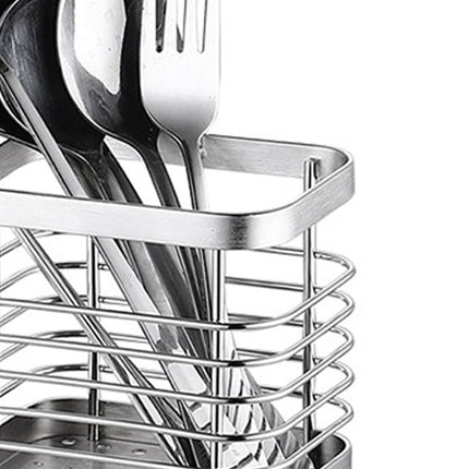 Utensil Holder Drying Rack Stainless Steel Draining Basket Wall Mount No Drilling for Kitchen Chopsticks Small Original Color