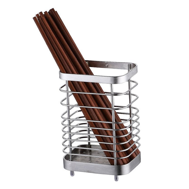 Utensil Holder Drying Rack Stainless Steel Draining Basket Wall Mount No Drilling for Kitchen Chopsticks