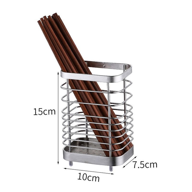 Utensil Holder Drying Rack Stainless Steel Draining Basket Wall Mount No Drilling for Kitchen Chopsticks – product detail