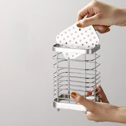 Utensil Holder Drying Rack Stainless Steel Draining Basket Wall Mount No Drilling for Kitchen Chopsticks Large Original Color