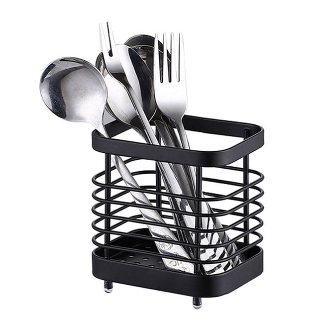 Utensil Holder Drying Rack Stainless Steel Draining Basket Wall Mount No Drilling for Kitchen Chopsticks