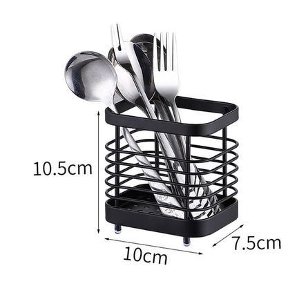 Utensil Holder Drying Rack Stainless Steel Draining Basket Wall Mount No Drilling for Kitchen Chopsticks Small Black
