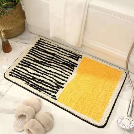 Carpet Rectangular Anti Skid Thickened Comfortable Moisture Absorbing Washable Rug for Entrance Yellow 40 X 60cm