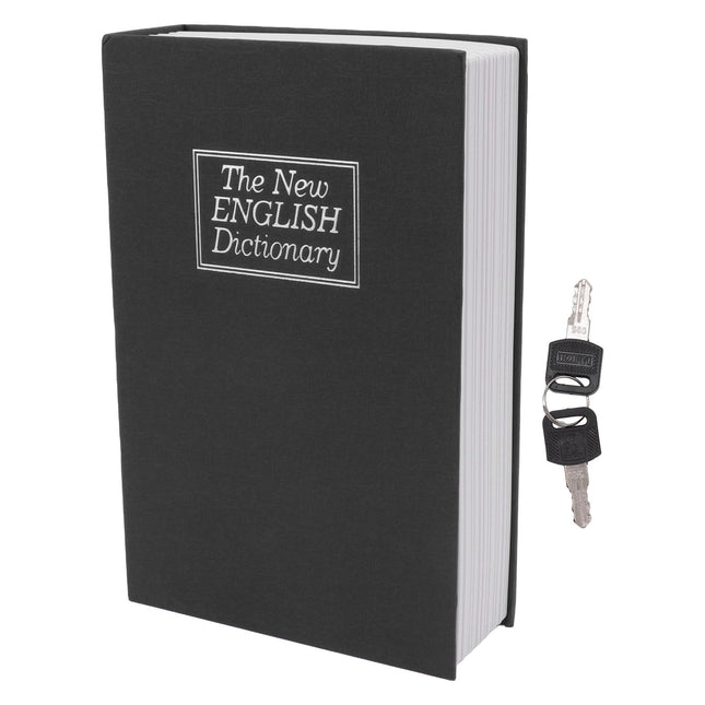 Book Safe Simulation Book Safe Box Portable Money Storing Box with Lock Key for Birthday Gift Black