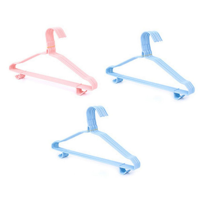 30 Pcs Clothes Hangers Hook Design Anti Skid Environmentally Friendly Metal Hangers for Home Use Pink Blue