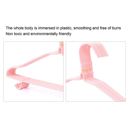 30 Pcs Clothes Hangers Hook Design Anti Skid Environmentally Friendly Metal Hangers for Home Use Pink Blue Random